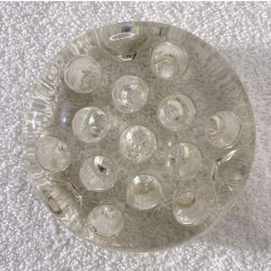 Vintage Clear  Glass 13 Hole Floral Flower Frog 4”